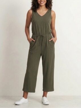 Old Navy Olive Green Sleeveless V-Neck Drawstring Jumpsuit